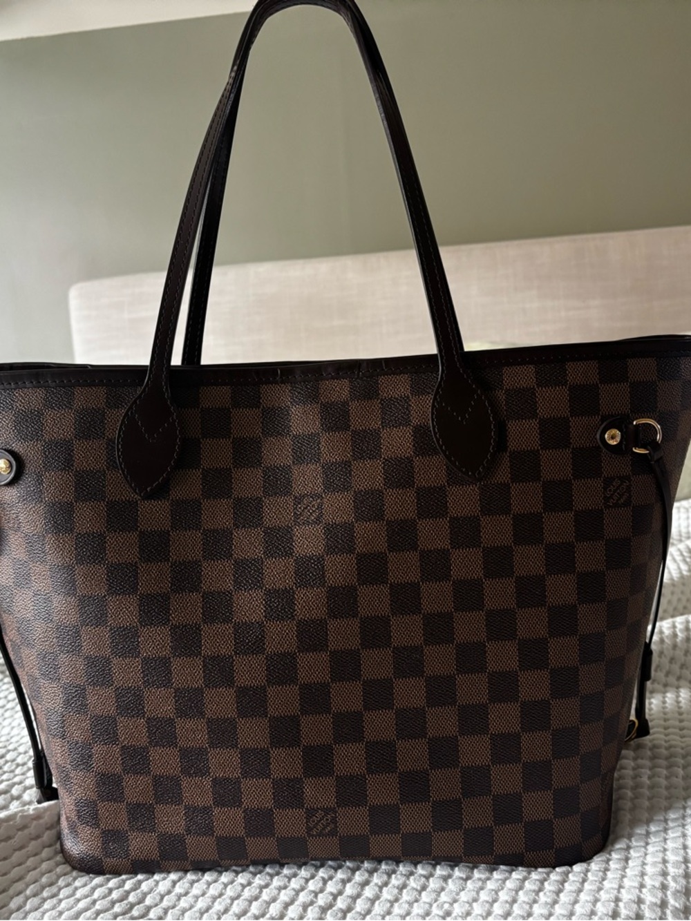 Louis Vuitton Damier Ebene Neverfull MM with pink interior